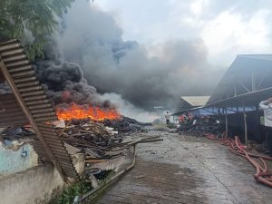 13 Jam Lebih, Api di Gudang Ban Bekas-Peternakan di Mande,Cianjur Belum Padam