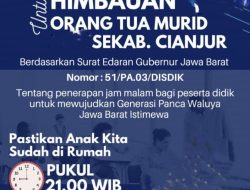 Cianjur Perketat Jam Malam Pelajar,Gubernur Jabar Berharap Lahirkan Generasi Pancawaluya